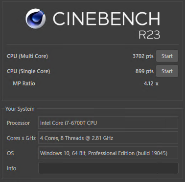 i7-6700T Cinebench Score