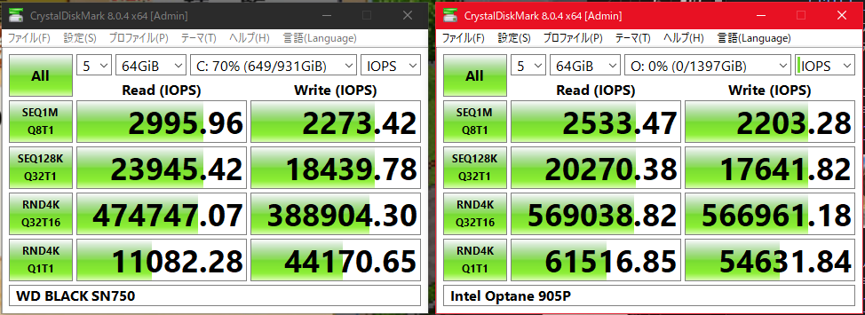Crystal Disk Mark Optane 905P