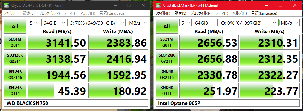 Crystal Disk Mark Optane 905P